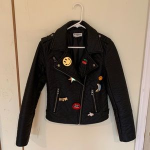 Leather Jacket with Pins